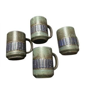 Handcrafted Ceramic Mugs - Green and Blue